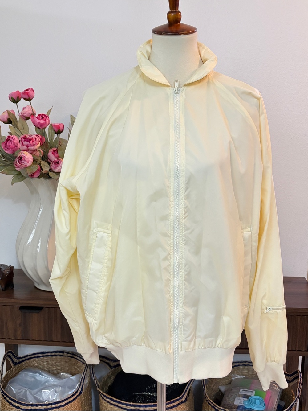 Vintage 80s La Mode Jacket Windbreaker Rain Coat with Hoodie Full Zip USA 80s